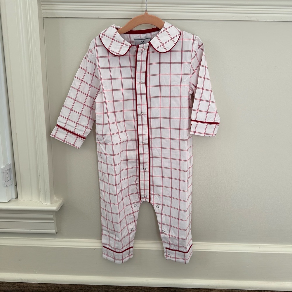 Petite plume garnet tattersall Cambridge romper